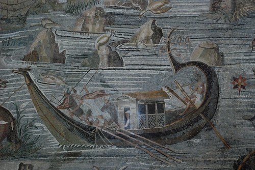 Police Boat on the Palestrina Mosaic (by Camelia.boban, CC BY-SA)