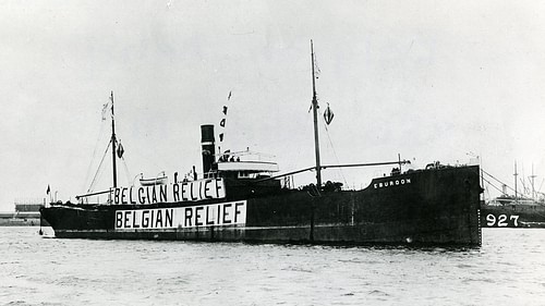 Relief Ship Carrying Supplies to Belgium (by Unknown Photographer, Public Domain)